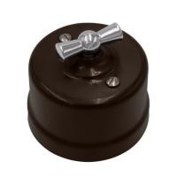 BIRONI Лизетта Пластик Коричневый Выключатель перекрестный 1-кл, ручка Серебро