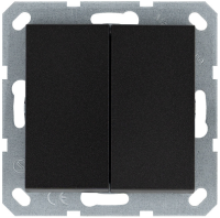 Jasmart Выключатель двухклавишный 10A 250V~ с накладкой, цвет Антрацит