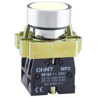 CHINT Кнопка управления NP2-BA15 без подсветки белая, 1НО+1НЗ, IP40 (R)