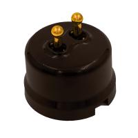 BIRONI Лизетта Пластик Коричневый Выключатель кнопочный 2-кл (тумблерный), ручка Золото