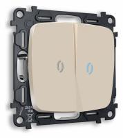 Комплект механизма 2-клавишного выключателя с подсветкой 10000K OMEGA MO324020 Бежевый матовый QUANT