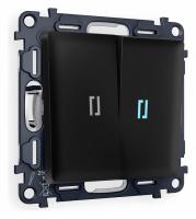 Комплект механизма 2-клавишного выключателя с подсветкой 10000K ALFA MA804020 Черный матовый QUANT