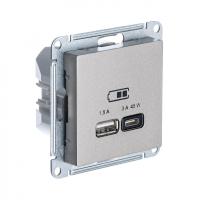 SE AtlasDesign Шампань USB Розетка A + тип-C 45W высокоскор.заряд. QC,PD, мех.