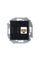 Simon 15 Черная Розетка ТЛФ 1-ая RJ11, винт.зажим