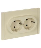 IEK FORTE&PIANO Ваниль Розетка 2-я с/з со шт безвинтовое крепление 16А FP423