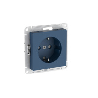 Systeme Electric AtlasDesign Аквамарин Розетка с заземлением со шторками, 16А, мех., быстрозажим. клем.