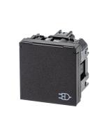 ABB NIE Zenit Антрацит Розетка с/з с защитными шторками с крышкой 2 мод