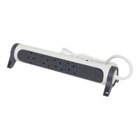 Legrand Revolution Комфорт Бело-черный Удлинитель 6x2К+З с выкл., кабель 1,5м, плоские розетки, с ИПМ и защитой от перегрузки, фиксируемый поворотный