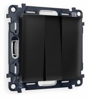 Комплект механизма 3-клавишного выключателя ALFA MA805010 Черный матовый QUANT