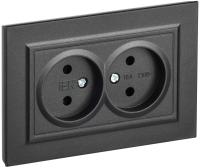 IEK BRITE Черный Розетка 2-я без з/к/ш 10А в сборе РС12-2-БрЧ