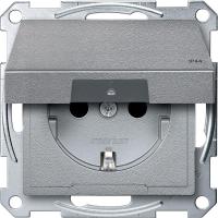 SE Merten SM Алюминий Розетка с/з с защитными шторками с крышкой,с упл.кольц,IP44,безвинт. зажим