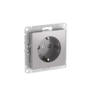 Systeme Electric AtlasDesign Алюминий Розетка с заземлением со шторками, 16А, мех., быстрозажим. клем.