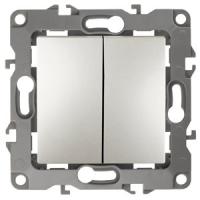 ЭРА 12-1004-15 Выключатель двойной, 10АХ-250В, IP20, без м.лапок, 12, Перламутр