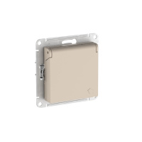 Systeme Electric AtlasDesign Песочный Розетка с заземл. со шторк. с крышкой, 16А,IP20,мех., быстрозажим. клем.