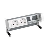 Simon 400 Алюминий Настольный розеточный блок, 2х2P+E, 2 пустых модуля