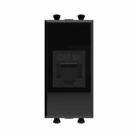 DKC Avanti Компьютерная розетка RJ-45 без шторки модульная, кат.6А, Черный квадрат, 1 модуль