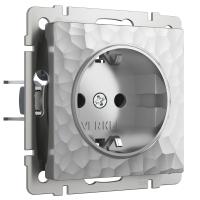 Розетка с заземлением и шторками (Hammaer серебряный) W1271106