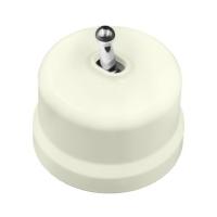 BIRONI Лизетта Пластик Слоновая кость Выключатель проходной 1-кл (тумблерный), ручка Серебро