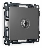 Комплект механизма TV розетки проходной ALFA MA663030 Антрацит серый 5-1000 MHz 4dB QUANT