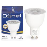 Donel Светодиодная лампа 9Вт, MR16, 220В, GU10, 3000K, 675Лм, Ra>80, 60°, D50хH65мм, DN03003W9GU10