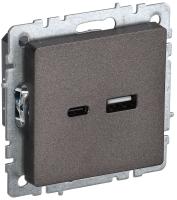 IEK BRITE Роз. USB A+C 18Вт РЮ11-1-БрТБ бр.