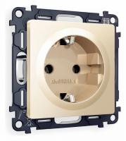 Комплект механизма электрической розетки ALFA MA606010 Шампань с заземлением на винтовых зажимах 2P+E 16A-250V QUANT