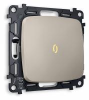 Комплект механизма 1-клавишного проходного выключателя с подсветкой 3200K OMEGA MO362030 Серо-бежевый матовый QUANT