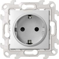 Simon 24 алюминий Розетка с заземлением и шторками Schuko 2Р+Е 16A 250В~ с системой Push&Go  Harmonie Simon 24 алюминий Розетка с заземлением и шторками Schuko 2Р+Е 16A 250В~ с системой Push&Go  Harmonie