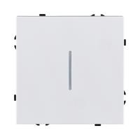 Выключатель кнопочный 1-клавишный 10А/250В с LED подсветкой, белый глянцевый Kollinger Eclipse EC-012WG