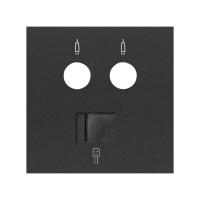 Simon 100 Черный матовый  Накладка розетки комбинированной R-TV+SAT + RJ45