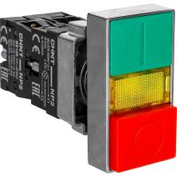 CHINT Двойная кнопка NP2-EW8465 черный корпус, 1НО+1НЗ, AC/DC220В (LED), IP40 (R)