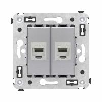 DKC Avanti Компьютерная розетка RJ-45 без шторки в стену, кат.6 двойная экранированная, Закаленная сталь