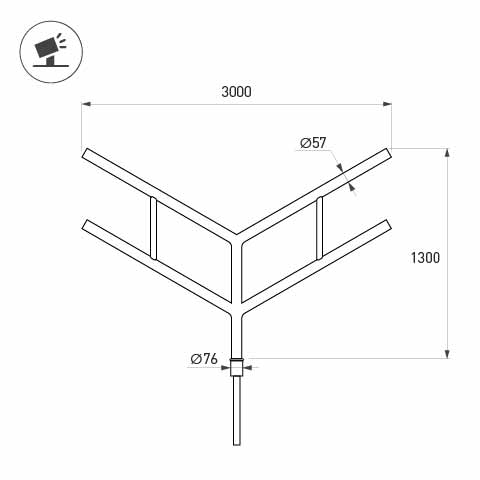 Arlight Кронштейн OXOR-SY4-3000x76-L1300 BLACK (Сталь)
