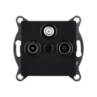 Розетка тройная TV (мама) + TV (папа) + спутниковая SAT, черный матовый Kollinger REA-036BM для Aspekt, Eleganz, Reflex