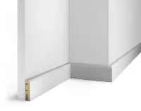 Плинтус AP02 под покраску, белый, 60x16x2400 мм, МДФ, с пазом