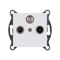 Розетка тройная TV (мама) + TV (папа) + спутниковая SAT, белый матовый Kollinger REA-036WM для Aspekt, Eleganz, Reflex