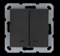 Jasmart Выключатель двухклавишный со светодиодами 10A 250V~ с накладкой, цвет Антрацит