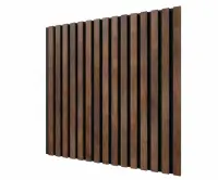 Акустическая панель, черный войлок, 600х600х19мм, рейки МДФ дуб барон темный Акустическая панель, черный войлок, 600х600х19мм, рейки МДФ дуб барон темный