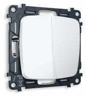 Комплект механизма 2-клавишного проходного выключателя OMEGA MO123020 Белый матовый QUANT