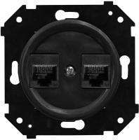 BIRONI Шедель Бриз Черный матовый Розетка 2-ая RJ45 механизм+ накладка (скрытый монтаж)