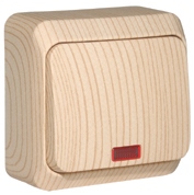 SE Этюд наруж Дача Сосна Выключатель 1-клавишный с подсветкой (сх. 1)