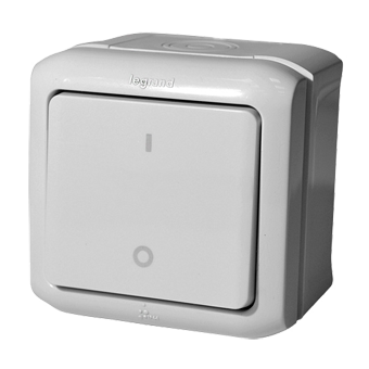 Legrand Quteo Сер Выключатель двухполюсный IP44