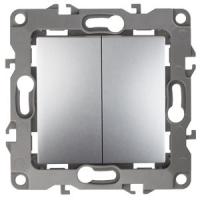 ЭРА 12-1004-03 Выключатель двойной, 10АХ-250В, IP20, без м.лапок, 12, Алюминий