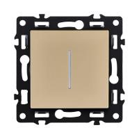 Выключатель кнопочный 1-клавишный 10А/250В с LED подсветкой, золотой Kollinger Asthetik AS-012GD
