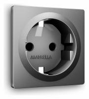 Лицевая панель ALFA (Антрацит серый) для электрической розетки с заземлением со шторками QUANT AP6570