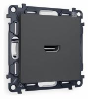 Комплект механизма розетки HDMI 2.0 ALFA MA914010 Графит мягкое касание 40V/500mA 2.0GHz 5-18Gbit/s QUANT