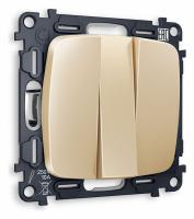 Комплект механизма 3-клавишного выключателя OMEGA MO605010 Шампань QUANT