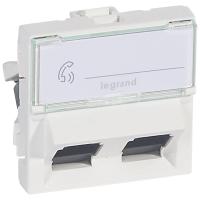 Legrand Mosaic Белая Розетка RJ 45 кат 6 UTP 45° 2 розетки RJ 45 2 мод LCS2