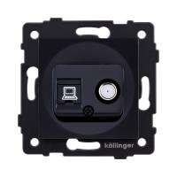 Розетка двойная спутниковая SAT + RJ45 Cat.6, черный Kollinger REA-014BK для Aspekt, Eleganz, Reflex