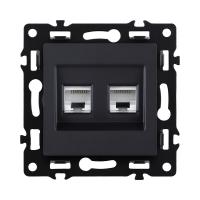 Розетка двойная Ethernet RJ45 Cat.6, черный Kollinger Asthetik AS-018BK